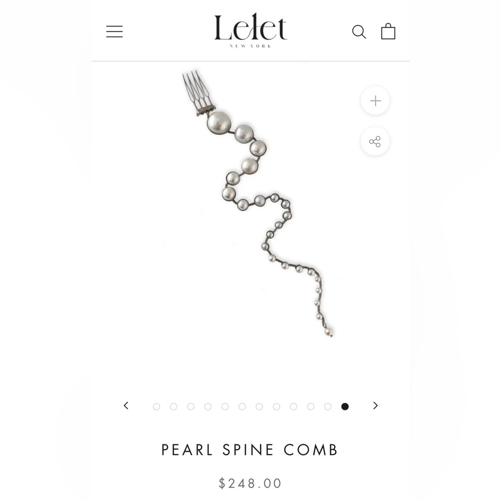 LELET NY RHODIUM PEARL SPINE COMB